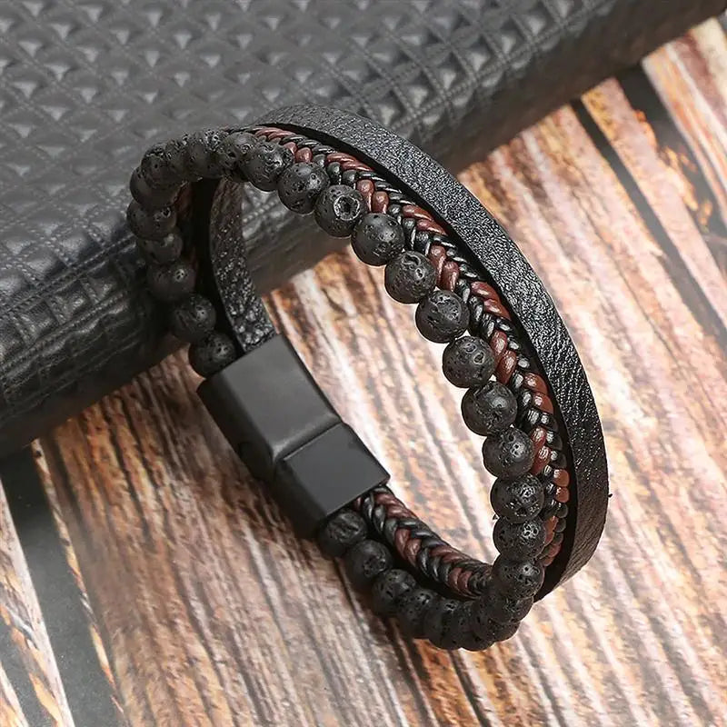Stainless Steel Leather Bracelet