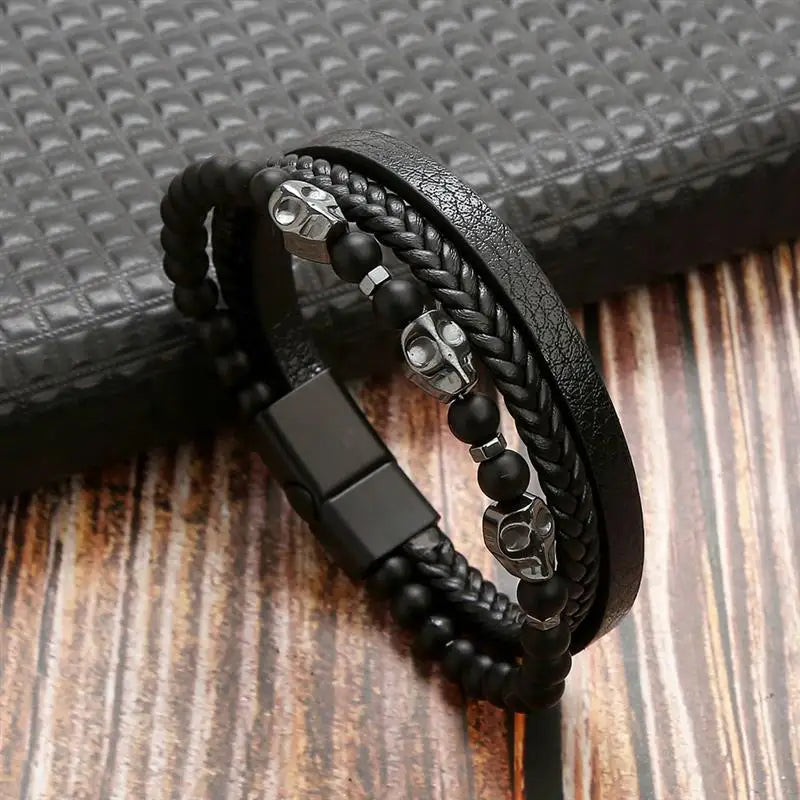 Stainless Steel Leather Bracelet