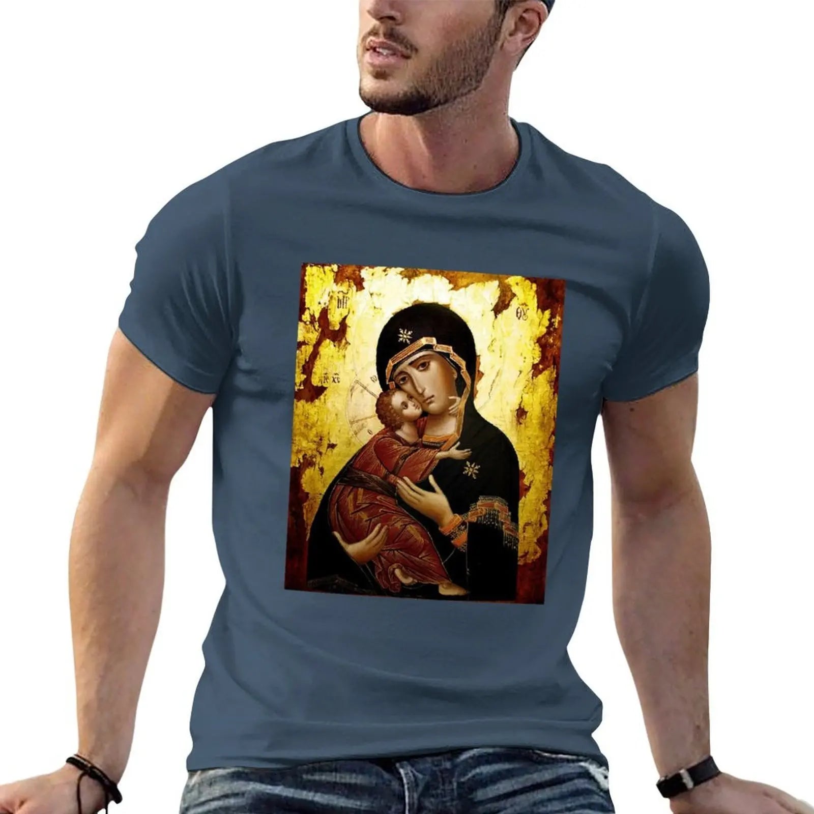 Virgin Mary, Theotokos, Mother of God, God-bearer T-Shirt man t shirt cotton high quality essential t shirt T-Shirt