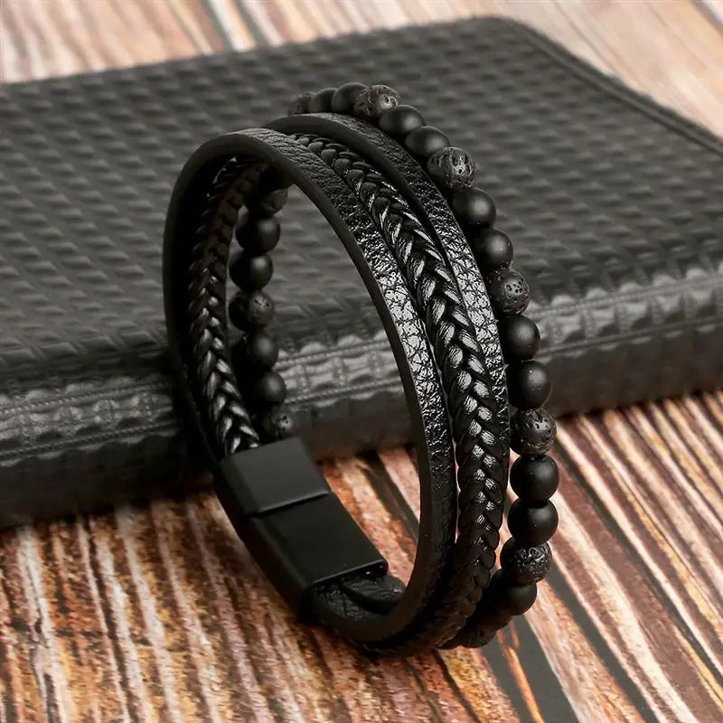 Stainless Steel Leather Bracelet
