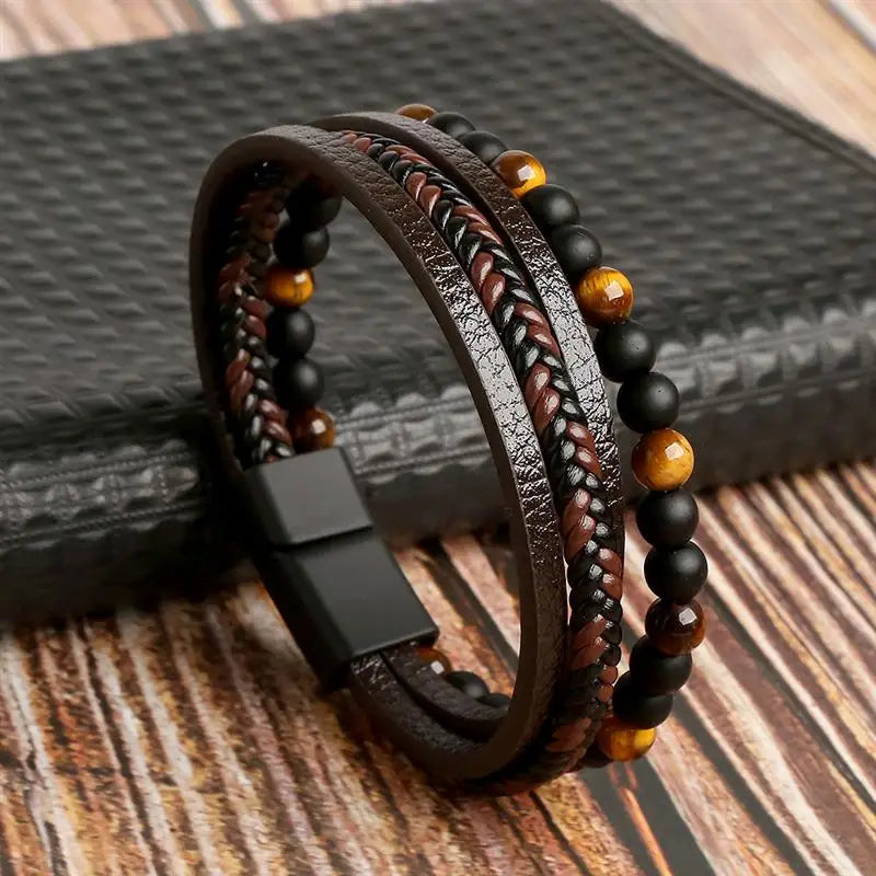 Stainless Steel Leather Bracelet