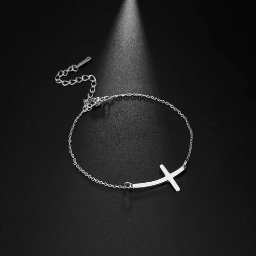 Amaxer Stainless Steel Cross Pendant Bracelet