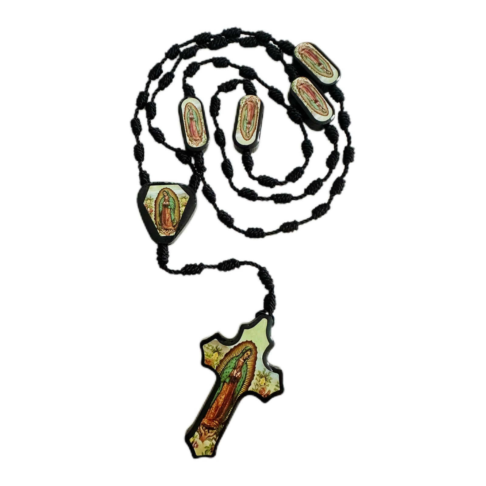 1Pc Rosary Saint Jude Virgin Mary Handmade Knotted rosary Catholic Necklace Cross Pendant Protection Blessing Charm