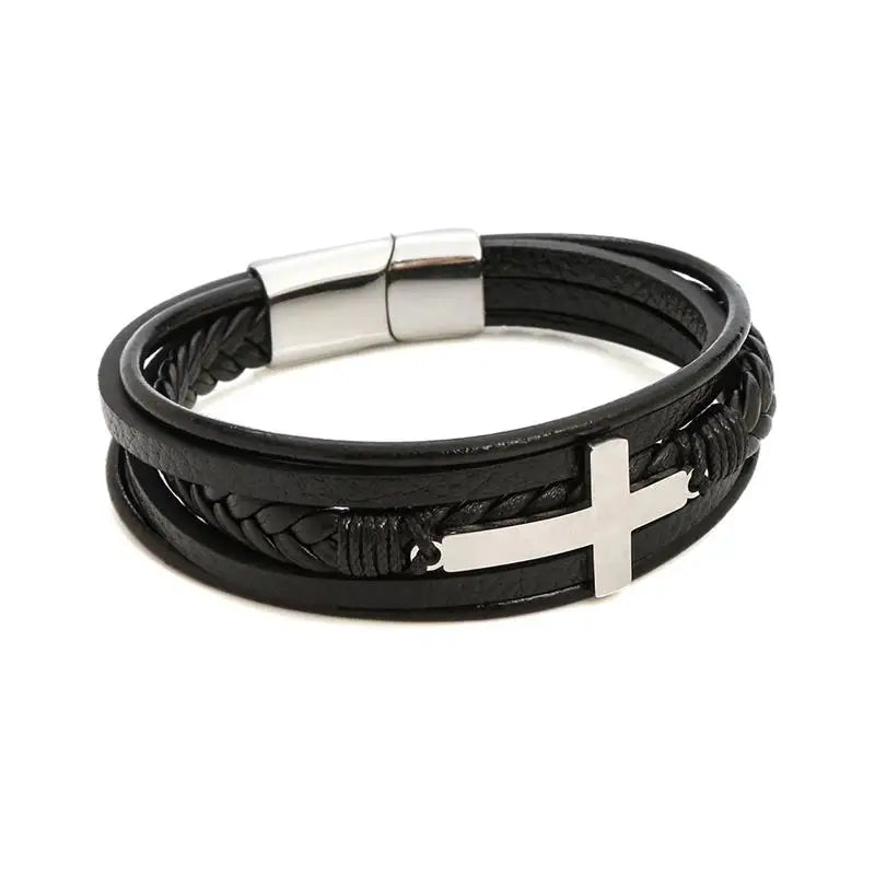 Stainless Steel Leather Bracelet
