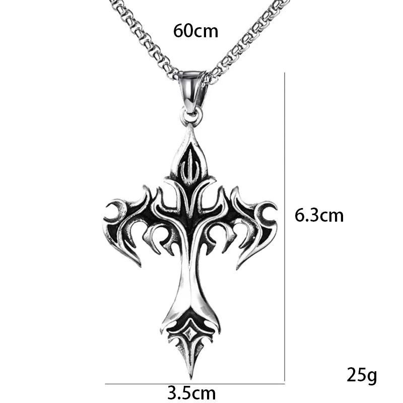 Hip Hop Flame Cross Pendant Necklace