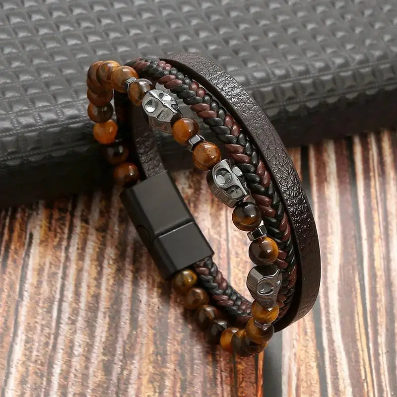 Stainless Steel Leather Bracelet
