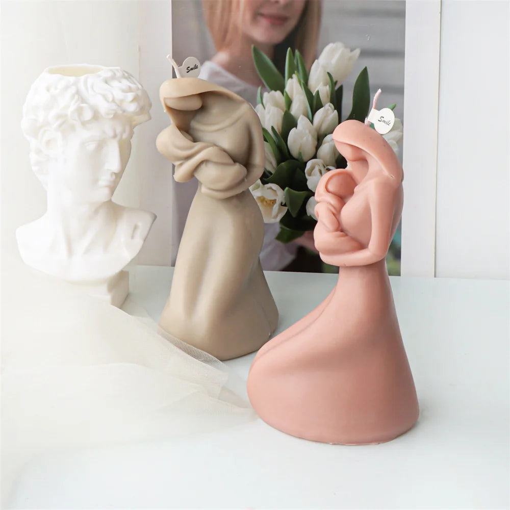 Holy Mom Mary Family Candle Mold Silicone Prayer Posture Virgin Mary Statue Handmade Craft Supplies Soap Making Tool Home Decor