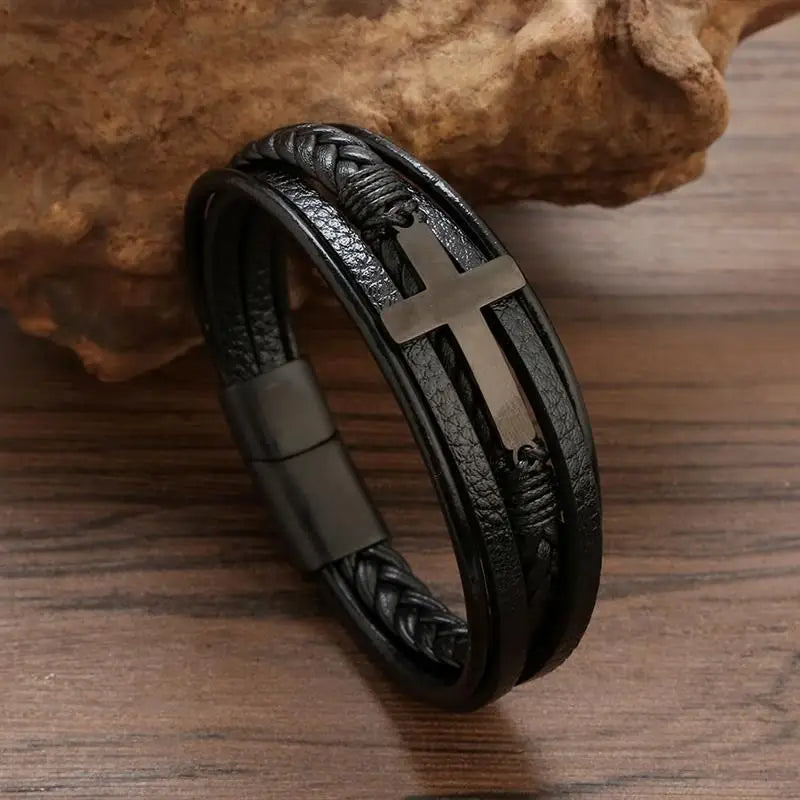 Stainless Steel Leather Bracelet