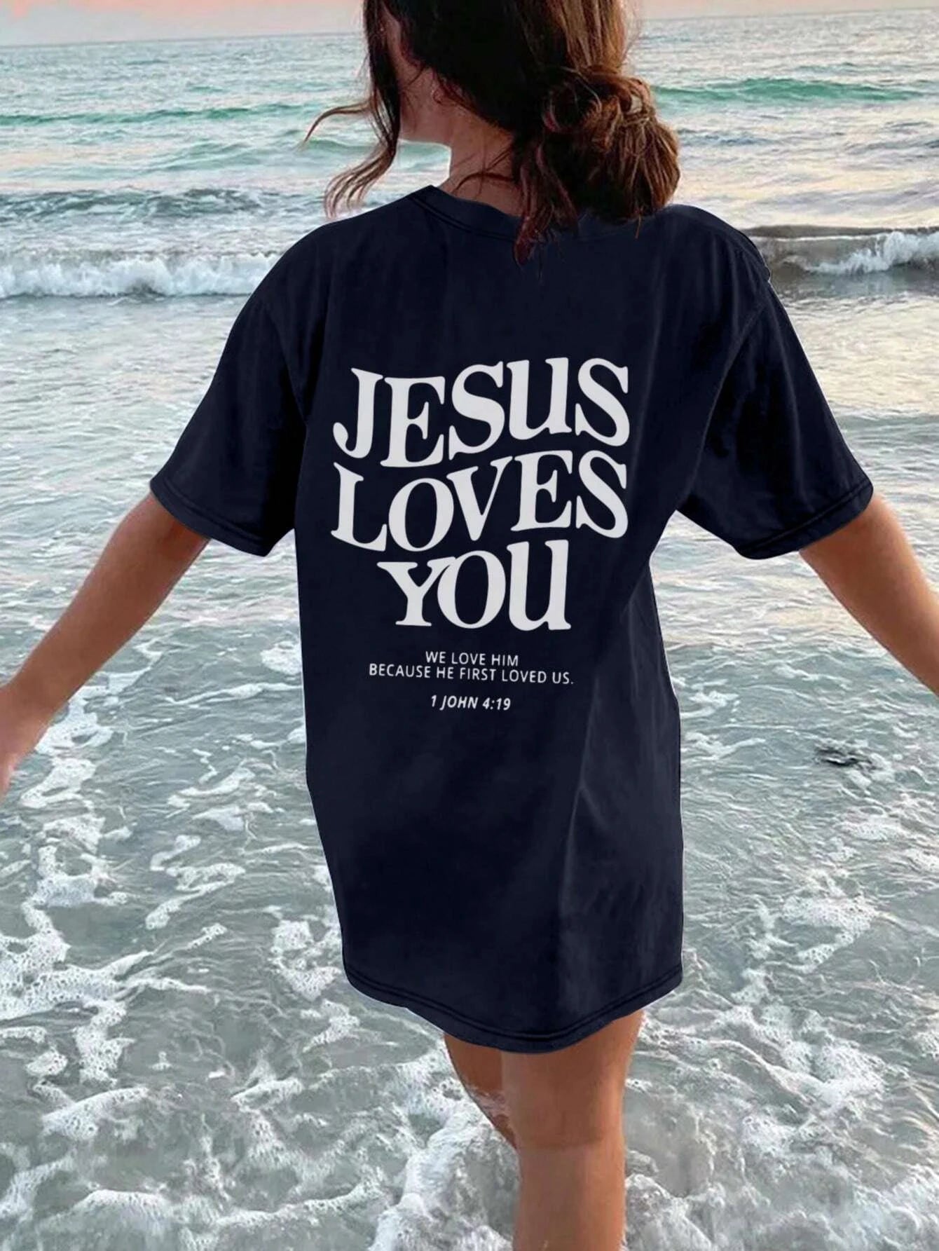 Jesus Loves You Printing T-Shirt