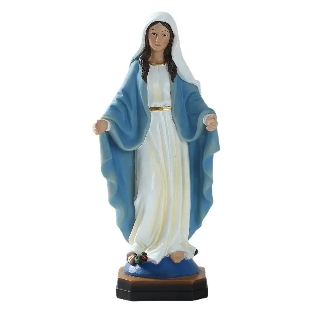 Virgin Mary Sculpture Catholic Religious Our Lady Statue Resin Ornament for Home Living Room Christmas Desktop Decoration