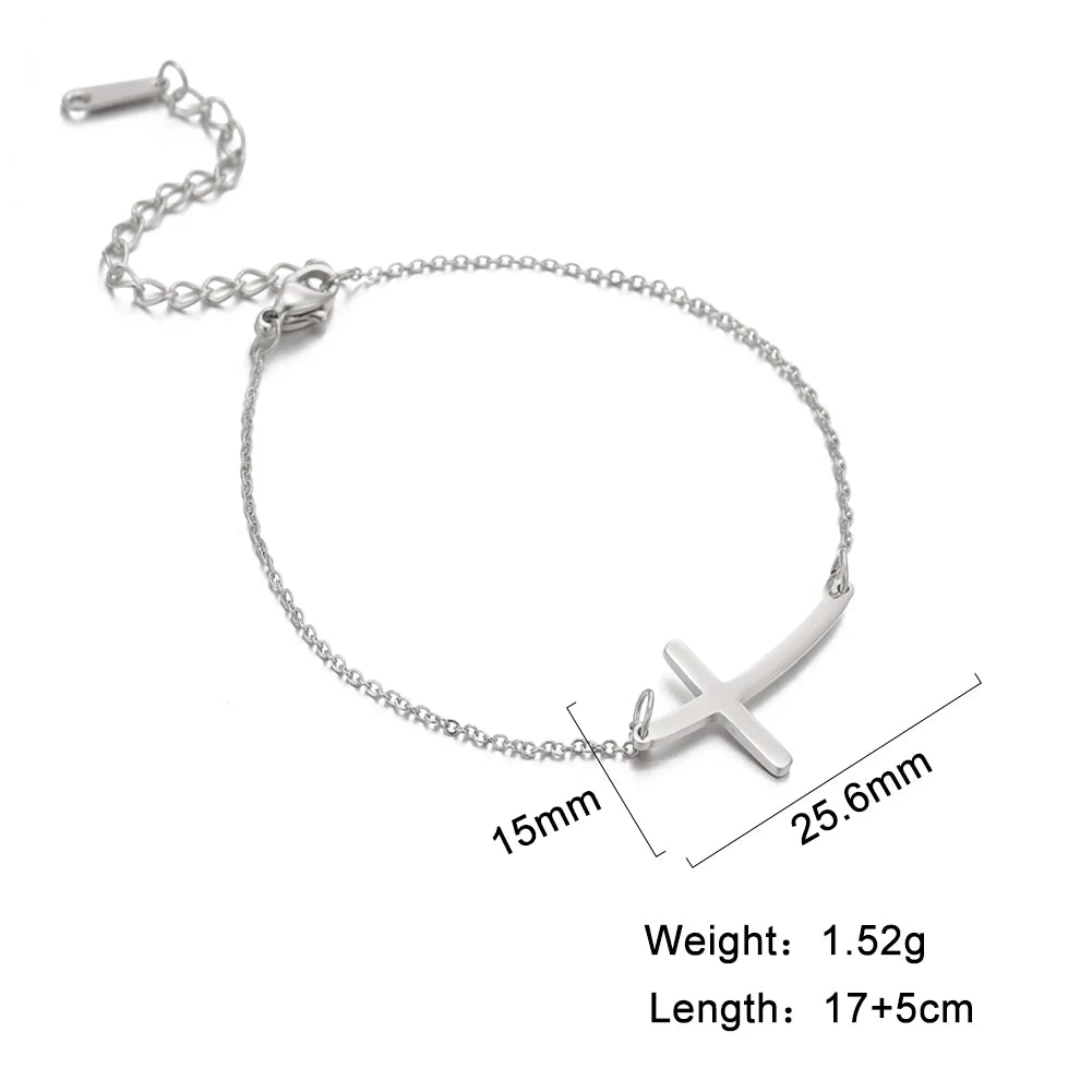 Amaxer Stainless Steel Cross Pendant Bracelet