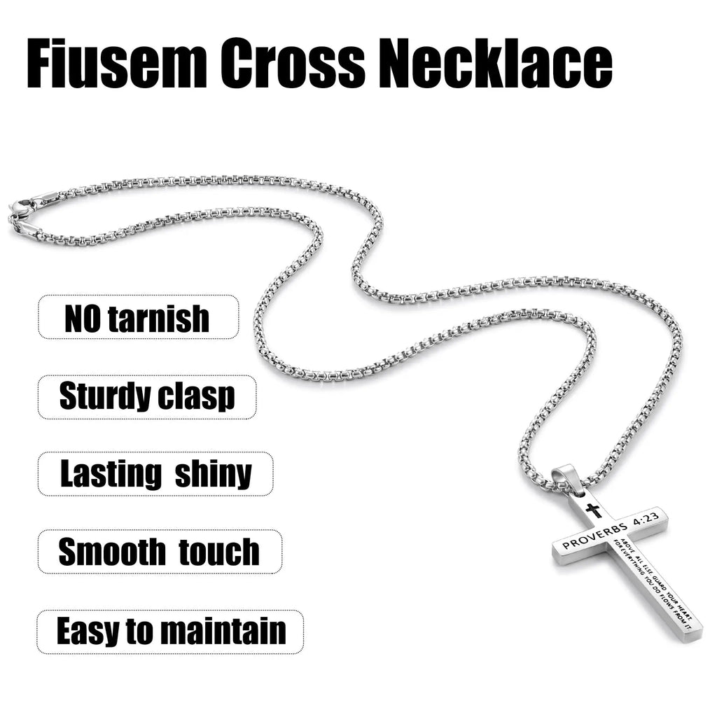 Shevalues Bible Verse Cross Necklace