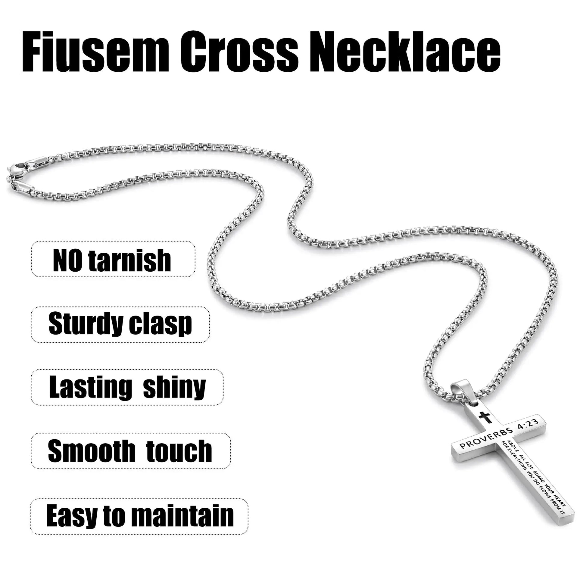 Shevalues Bible Verse Cross Necklace