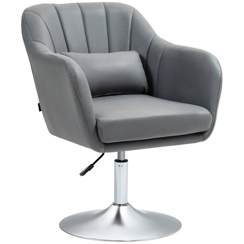 Accent Arm Chairs for Living Room Contemporary Vanity Armchair with Adjustable Height Thick Cushion in Grey by HOMCOM-0