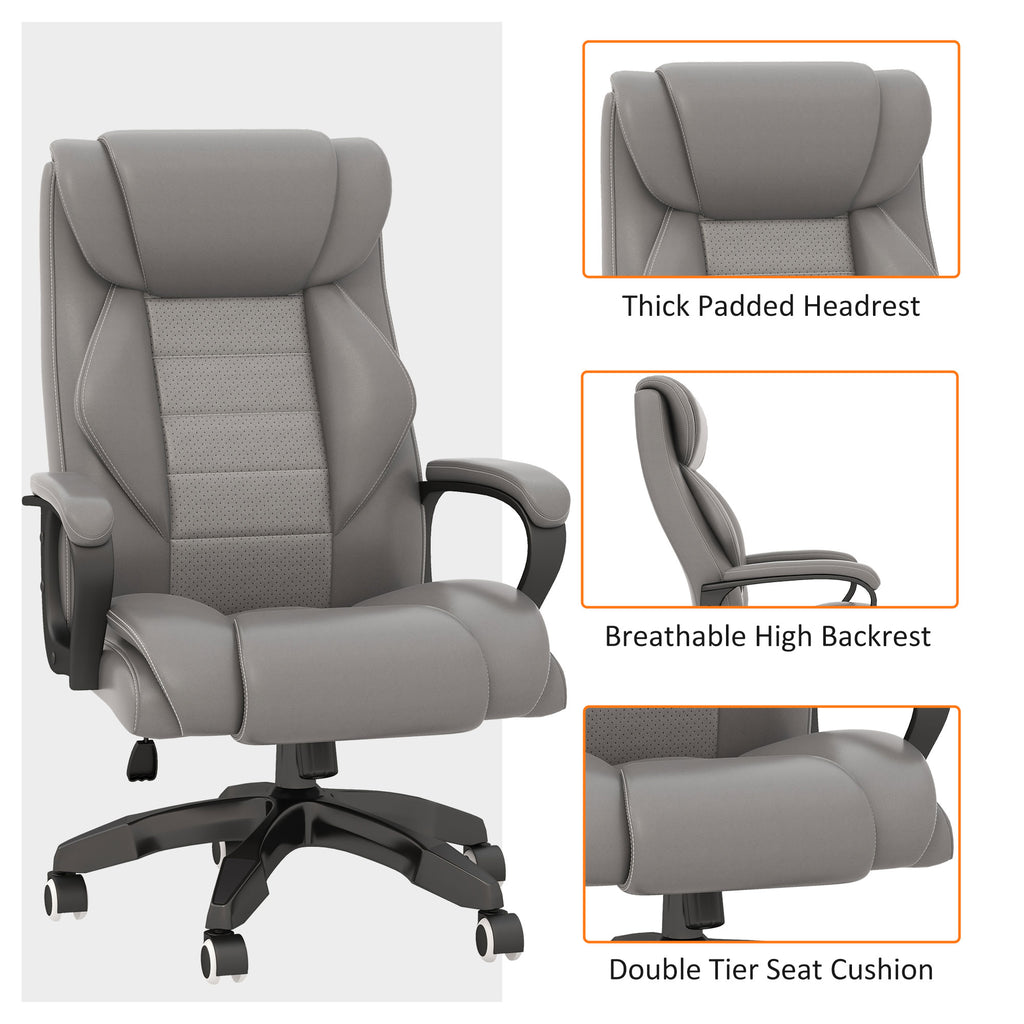 Executive Office Chair with 6-Point Massage, High Back Swivel Seat with Extra Padding, Ergonomic Tilt, Grey | Vinsetto-6