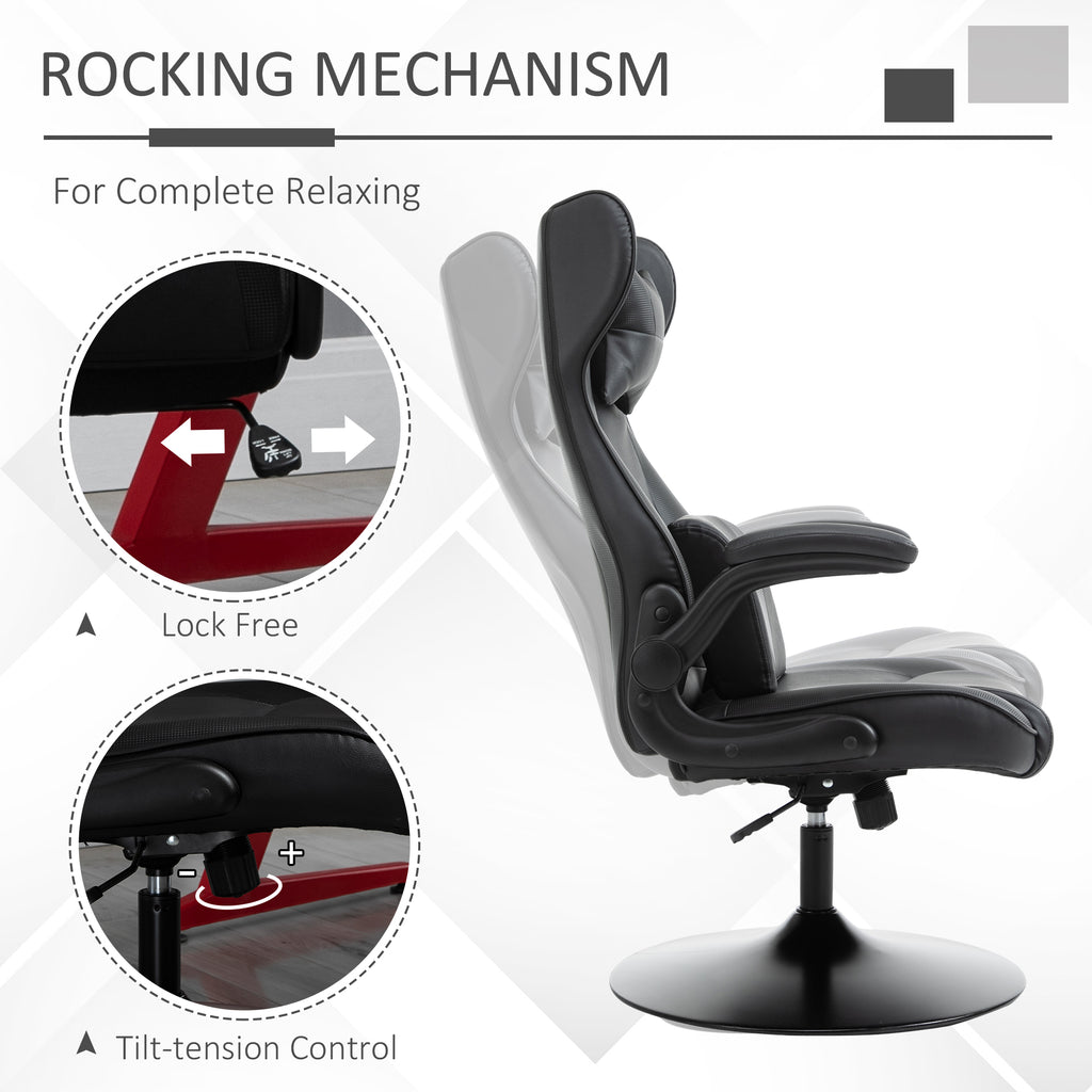 Video Game Chair with Lumbar Support, Racing Style Home Office Chair, Computer Chair w/ Swivel Base, Armrest, Headrest, Black | Vinsetto-4