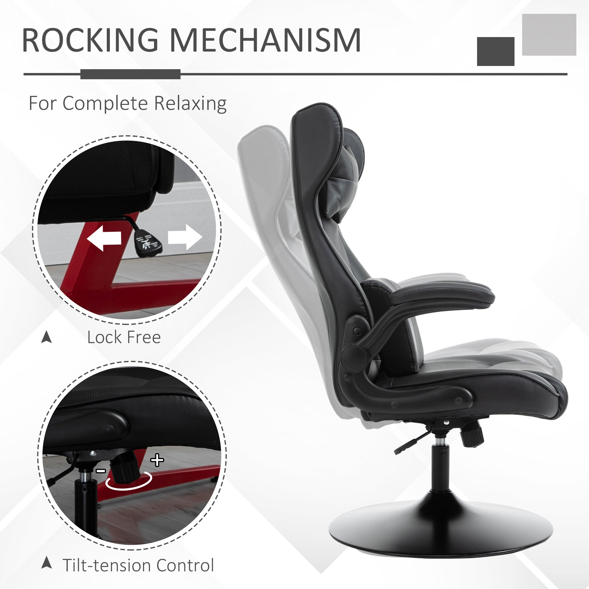 Video Game Chair with Lumbar Support, Racing Style Home Office Chair, Computer Chair w/ Swivel Base, Armrest, Headrest, Black | Vinsetto-4