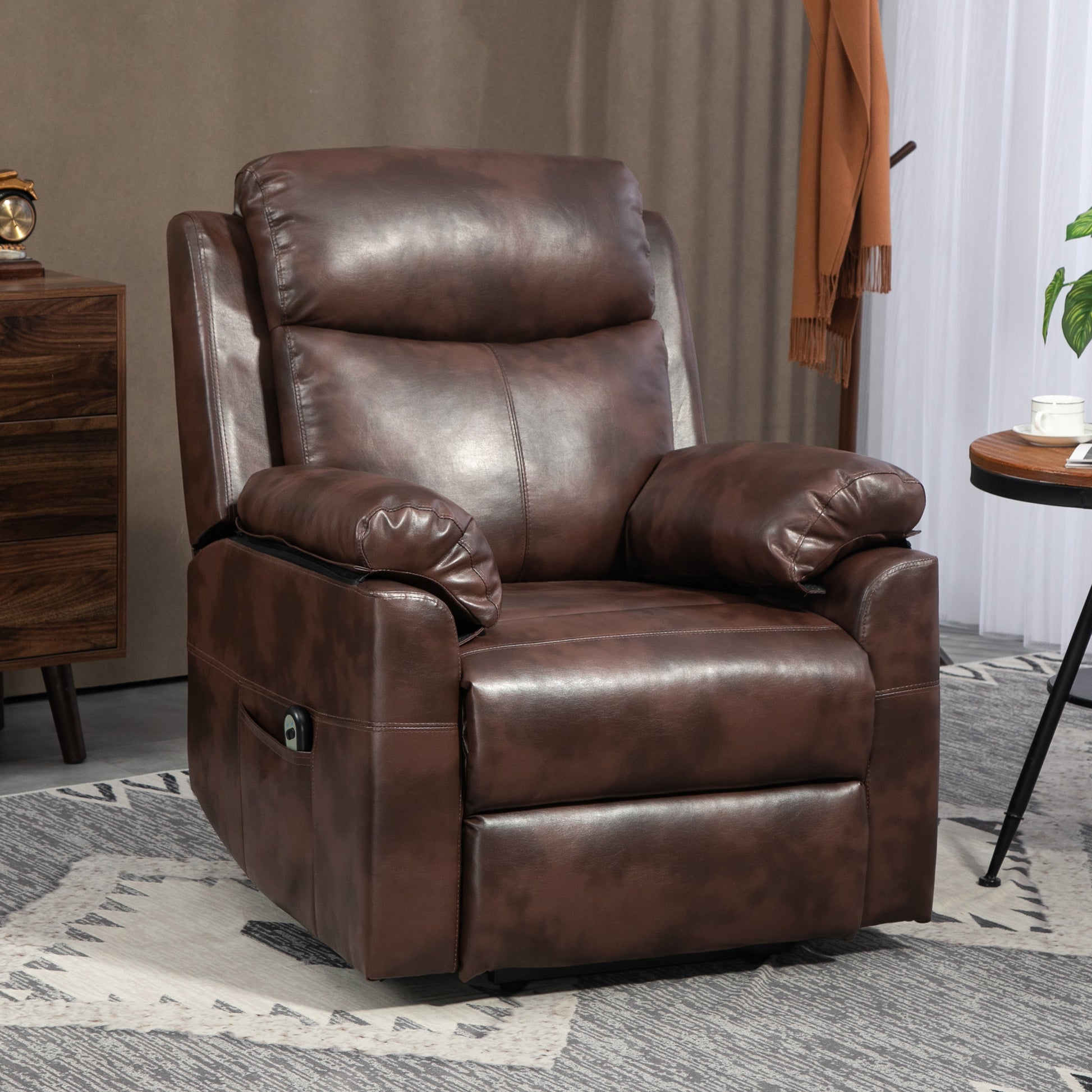 Riser and Recliner Chair, Lift Chair with Remote Control, Side Pockets, Pocket Spring in Dark Brown by HOMCOM-6