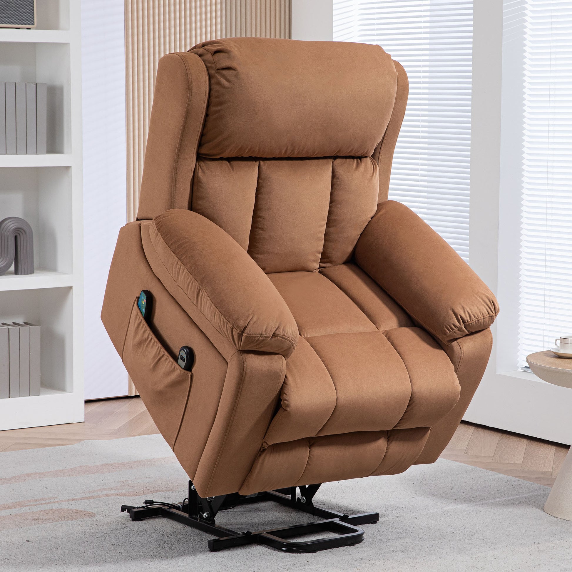 Power Lift Riser and Recliner Chair with Vibration Massage, Heat, Side Pocket in Brown by HOMCOM-8