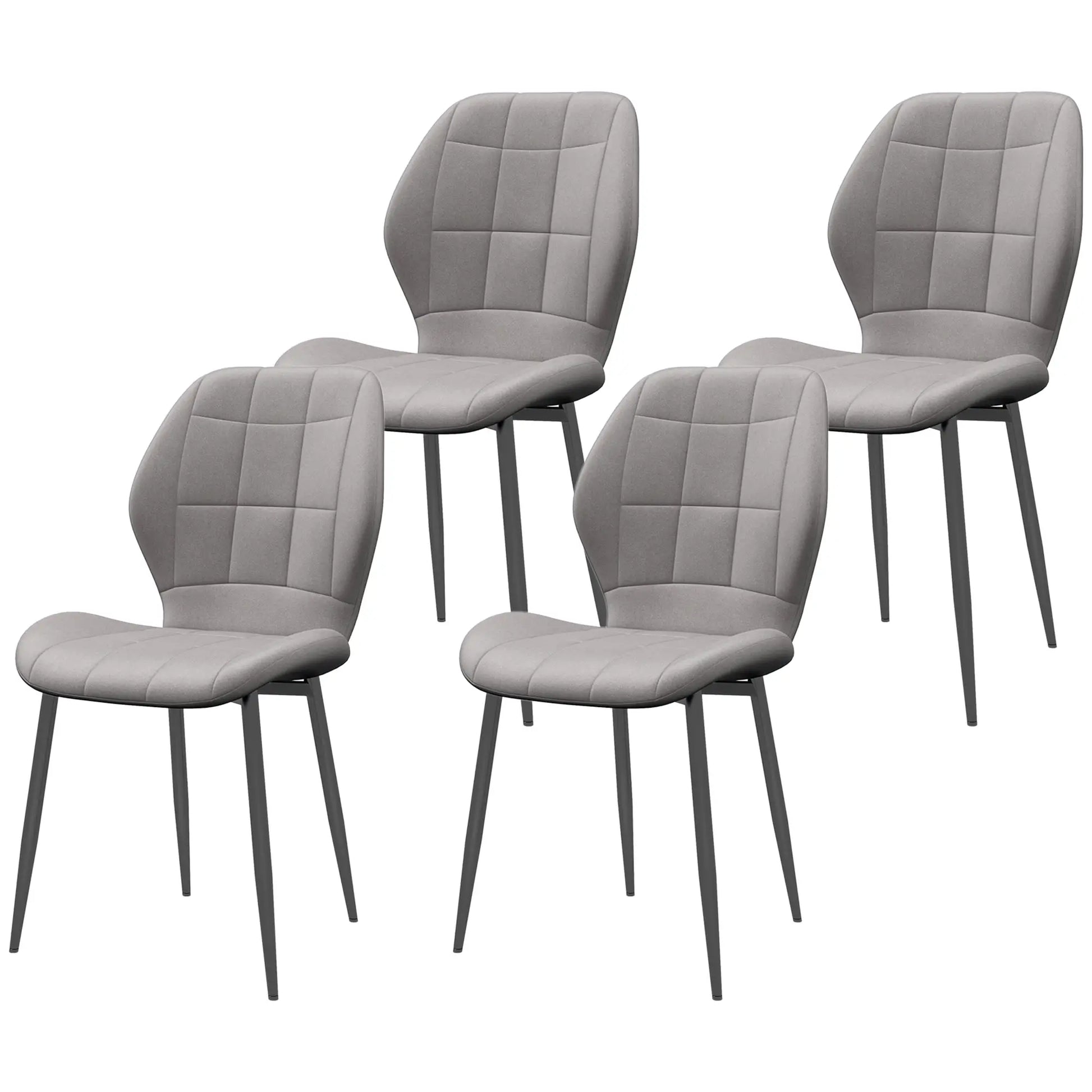 Set of Four Flannel Relaxed Tub Dining Chairs in Light Blue by HOMCOM-0