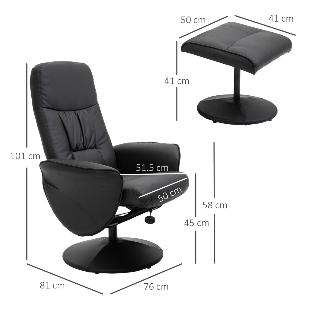 Executive Recliner Chair High Back and Footstool, Armchair Lounge Seat in Black | HOMCOM-1