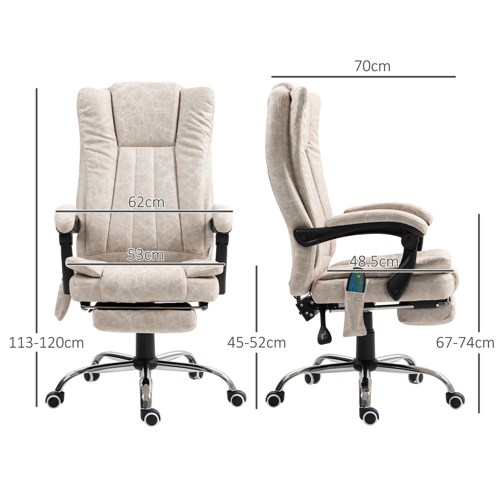 Vibrating Massage Office Chair with Heat, Executive Office Chair with Height Adjustable and Footrest, Cream White | Vinsetto-1