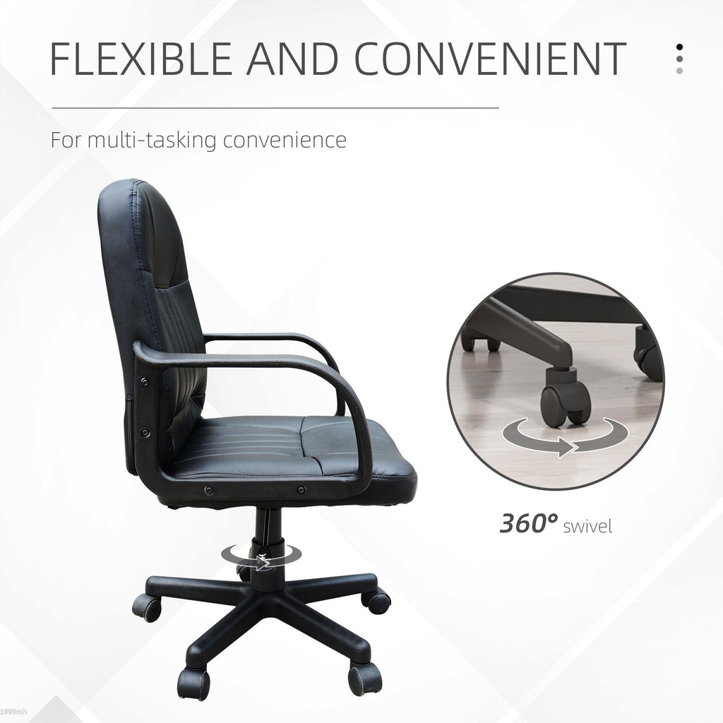 Swivel Executive Office Chair, PU Leather Computer Desk Chair, Gaming Seater, Home Office Chair, Ergonomic Design in Black | HOMCOM-3