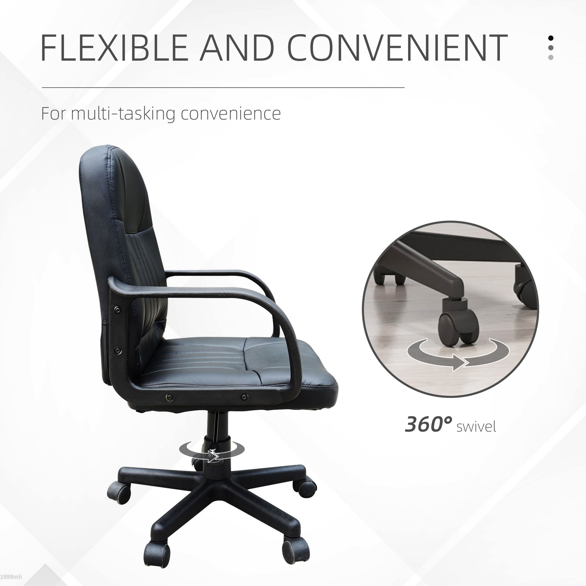 Swivel Executive Office Chair, PU Leather Computer Desk Chair, Gaming Seater, Home Office Chair, Ergonomic Design in Black | HOMCOM-3