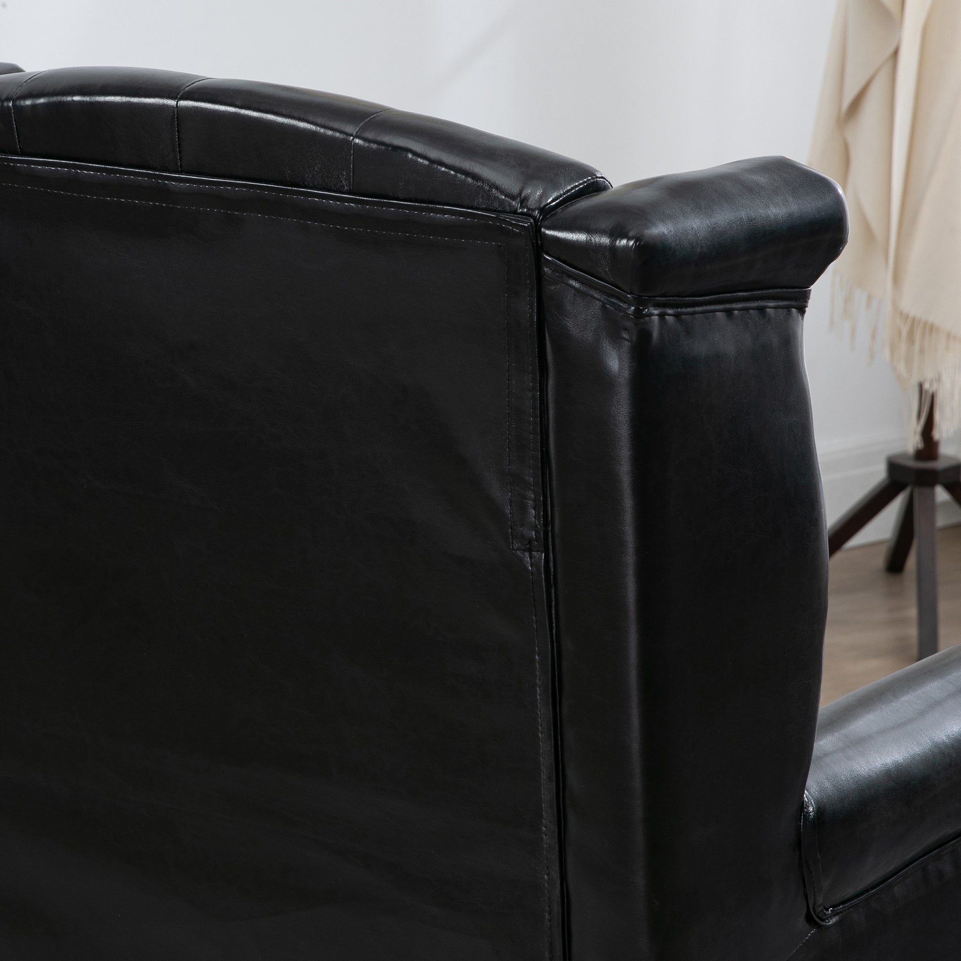 Chesterfield-style Wingback Accent Chair, Single Sofa Tufted Armchair with Nail Head Trim for Living Room Bedroom in Black | HOMCOM-7