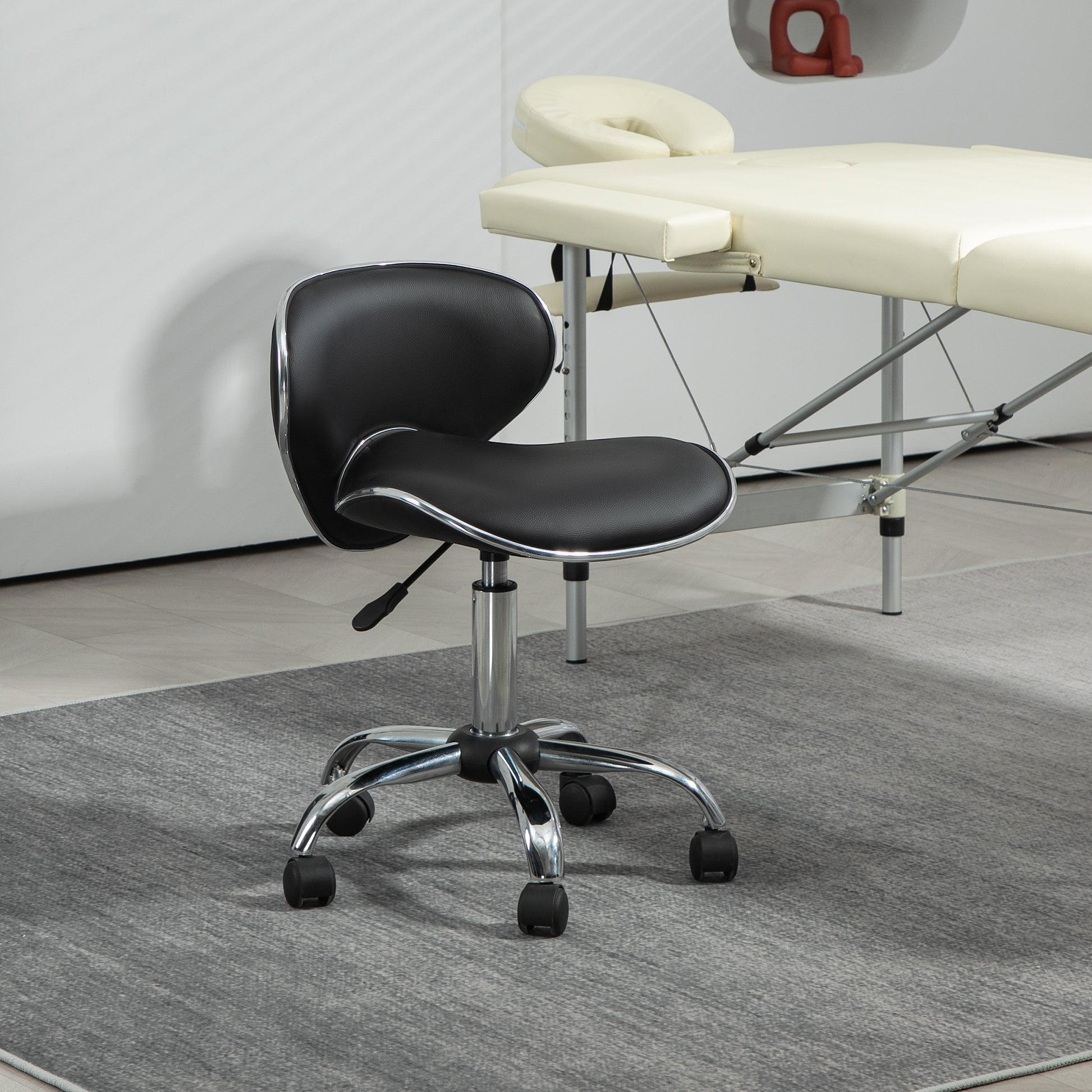 Black Beauty Salon Chair, Adjustable Rolling Swivel, Stool for Spa by HOMCOM-8