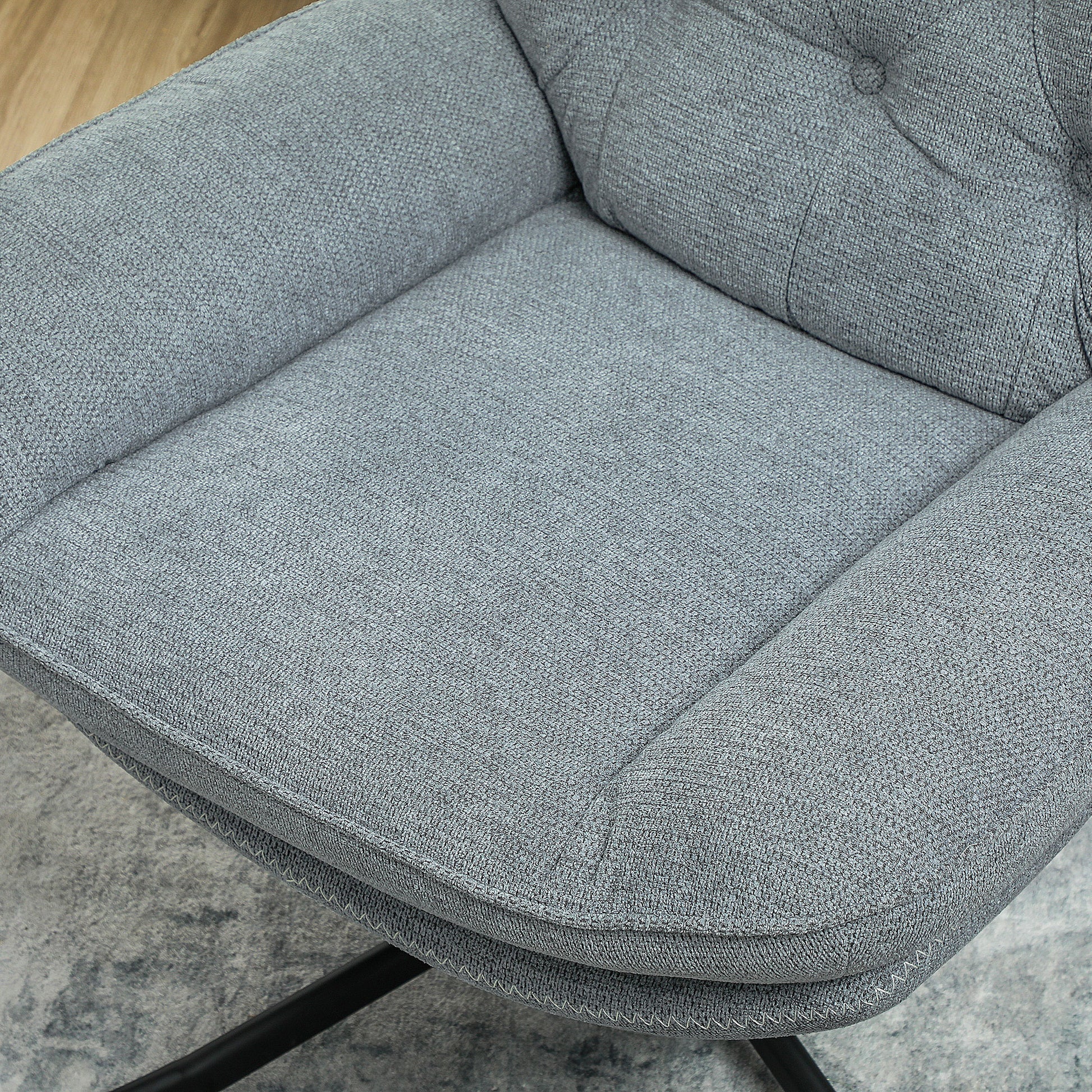 HOMCOM Armchair with 360 Degree Swivel and Wide Padded Seat, Upholstered Accent Chair with Water-Repellent Chenille Fabric Occasional Chair for Living Room Bedroom Home Office Reception Balcony in Grey-7