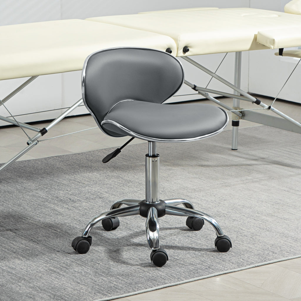 HOMCOM Adjustable Rolling Swivel Beauty Salon Chair, Stool for Spa in Grey-8
