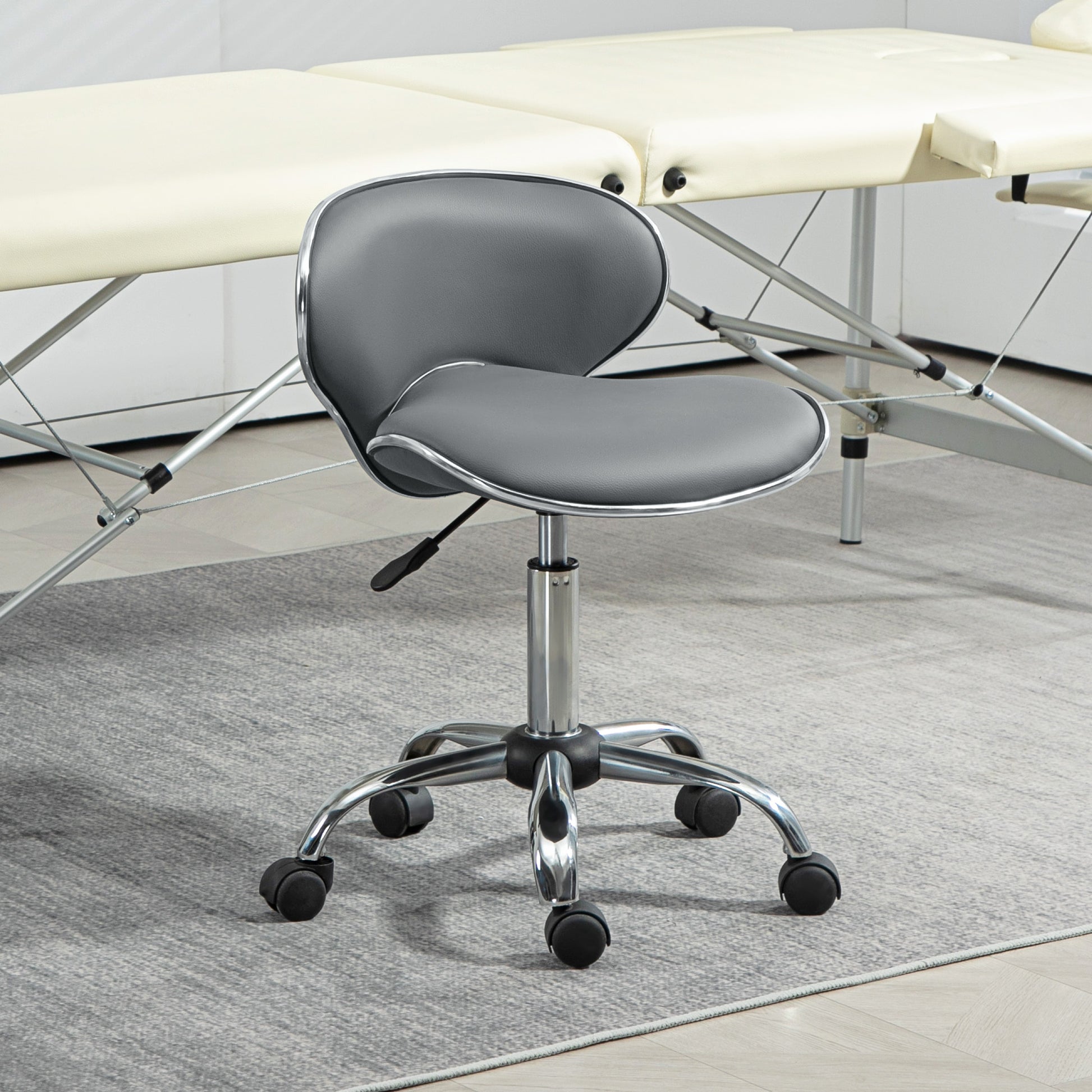 HOMCOM Adjustable Rolling Swivel Beauty Salon Chair, Stool for Spa in Grey-8