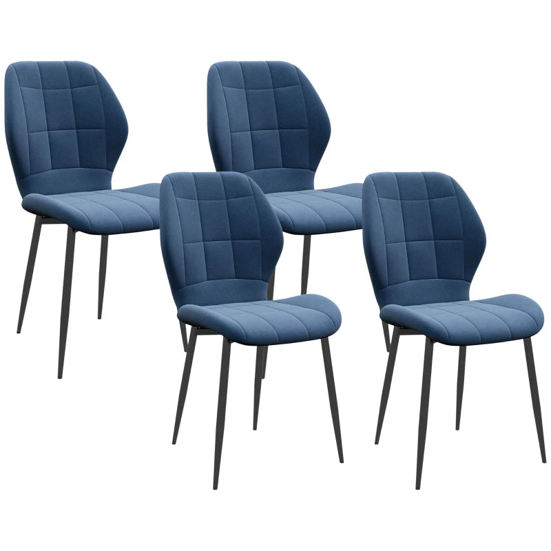 HOMCOM Set of Four Flannel Relaxed Tub Dining Chairs in Dark Blue-0