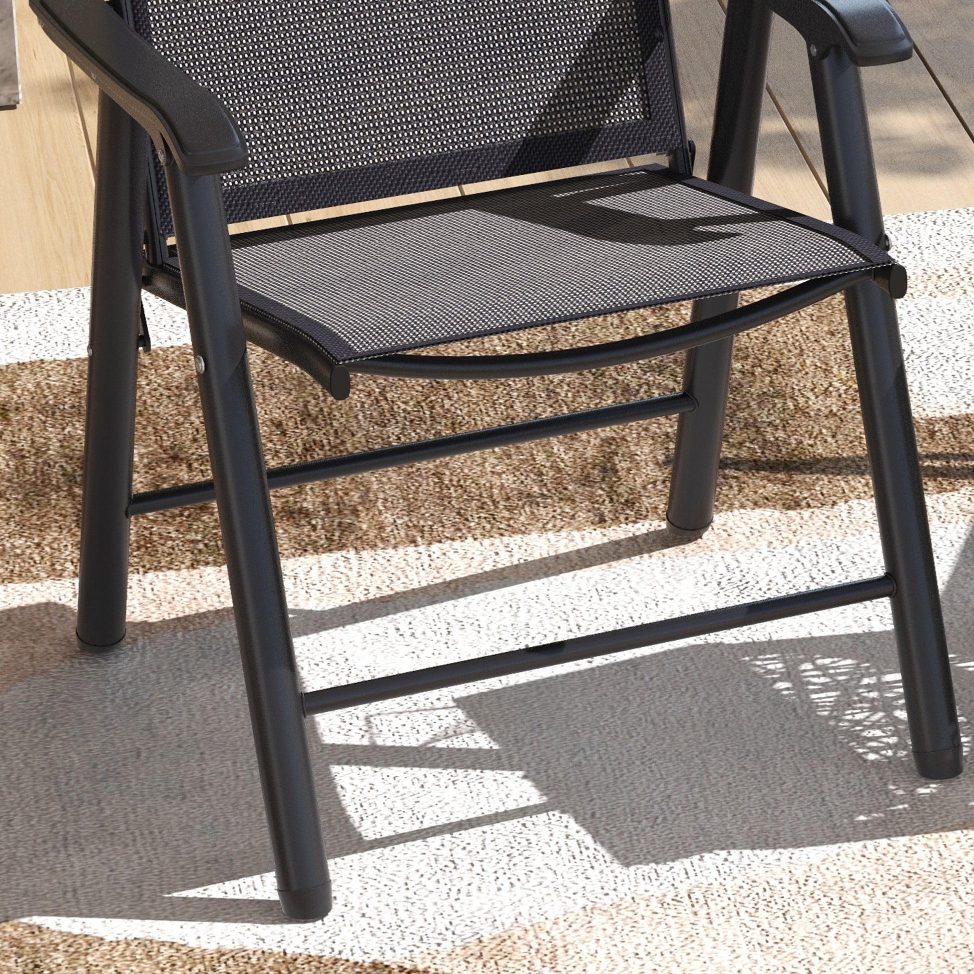 Set of 6 Folding Garden Chairs, Metal Frame Garden Chairs Outdoor Patio Park Dining Seat with Breathable Mesh Seat, Dark Grey by Outsunny-7