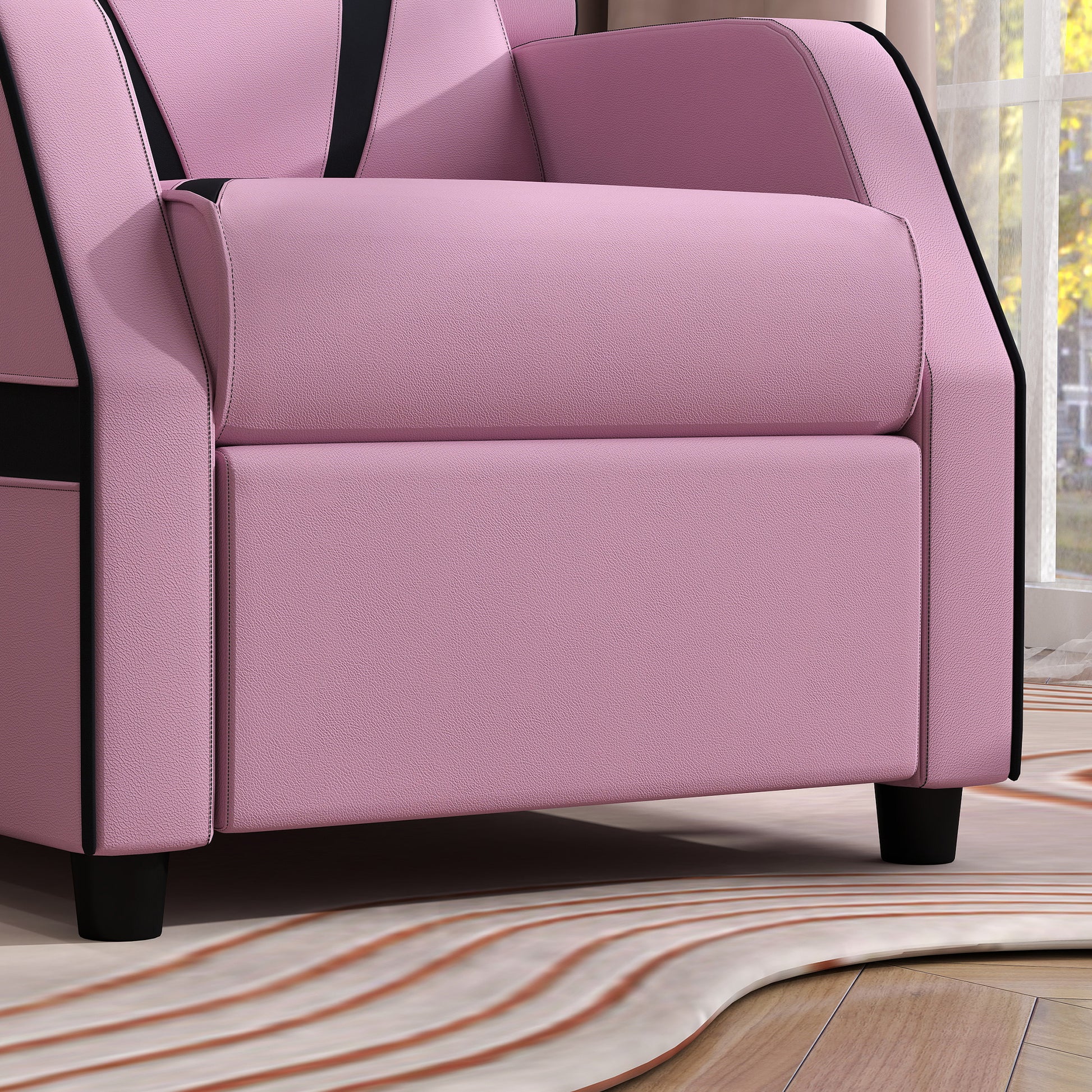Pink Kids Reclining Chair with Backrest, Armrest, Footrest, PU Leather, for 3-9 Years Old by AIYAPLAY-7