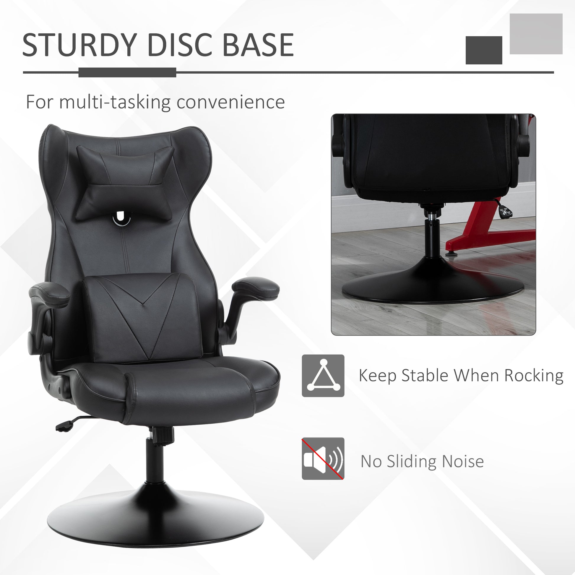 Video Game Chair with Lumbar Support, Racing Style Home Office Chair, Computer Chair w/ Swivel Base, Armrest, Headrest, Black | Vinsetto-3