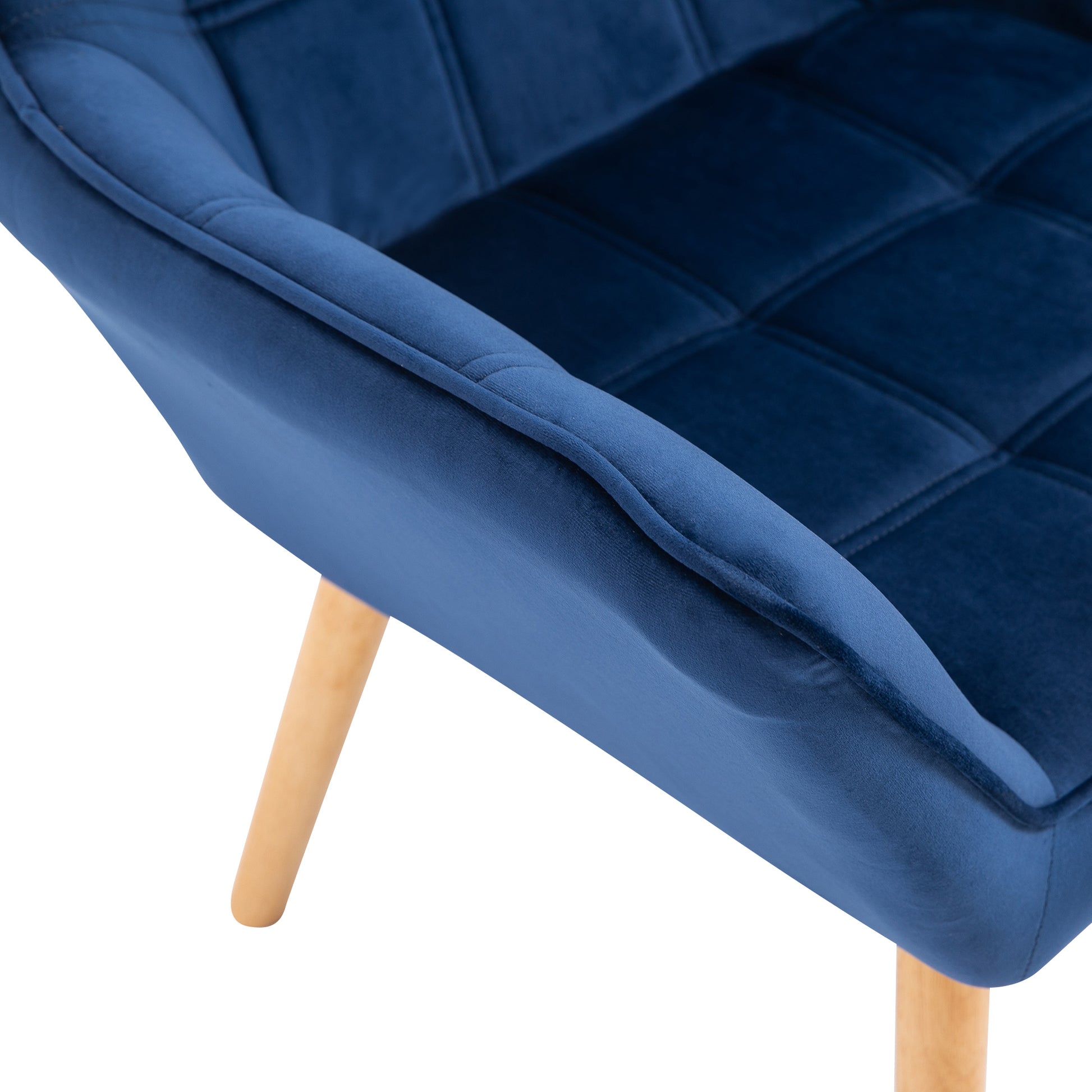 Home Accent Armchair Wide Arms Slanted Back Padding Iron Frame Wooden Legs in Blue | HOMCOM-6