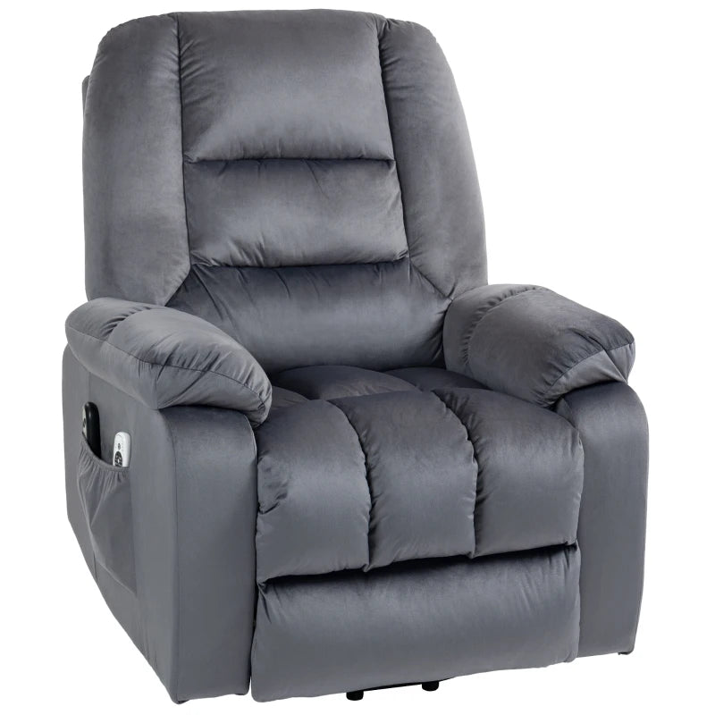 Lift Chair, Quick Assembly, Electric Riser and Recliner Chair with Vibration Massage, Heat, Side Pockets, Grey | HOMCOM-0