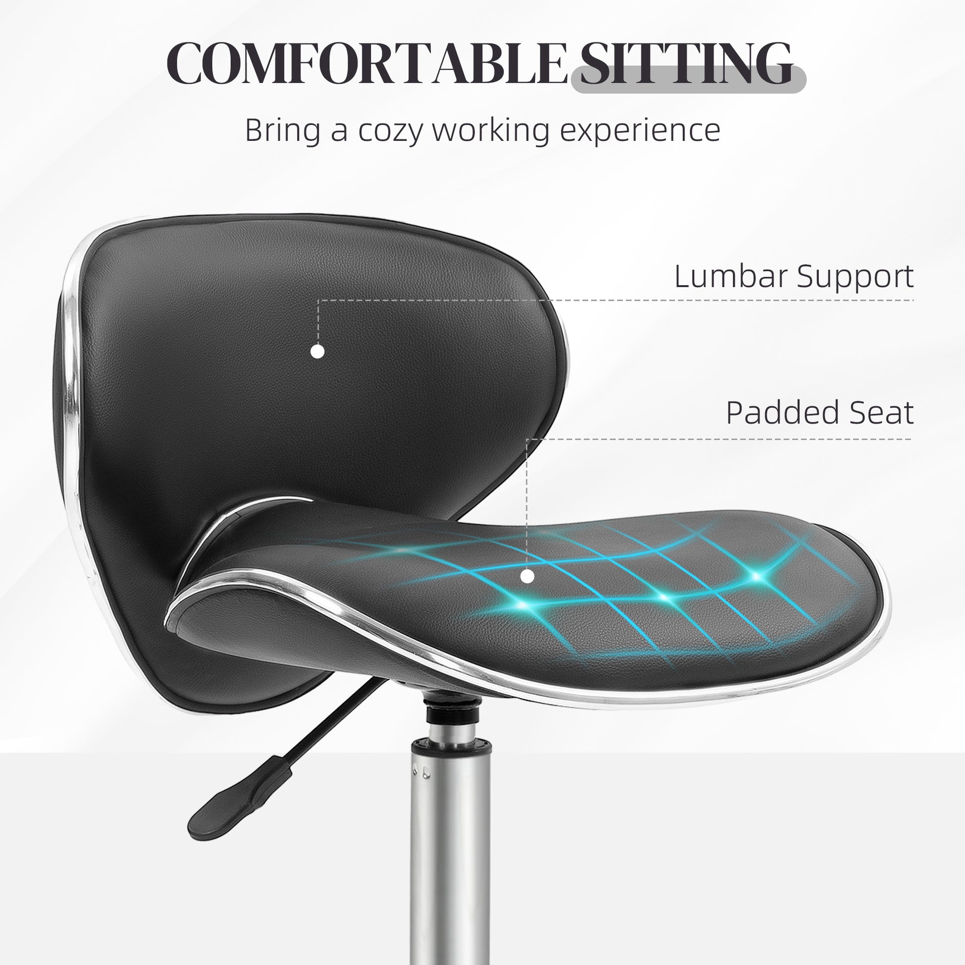 Black Beauty Salon Chair, Adjustable Rolling Swivel, Stool for Spa by HOMCOM-4