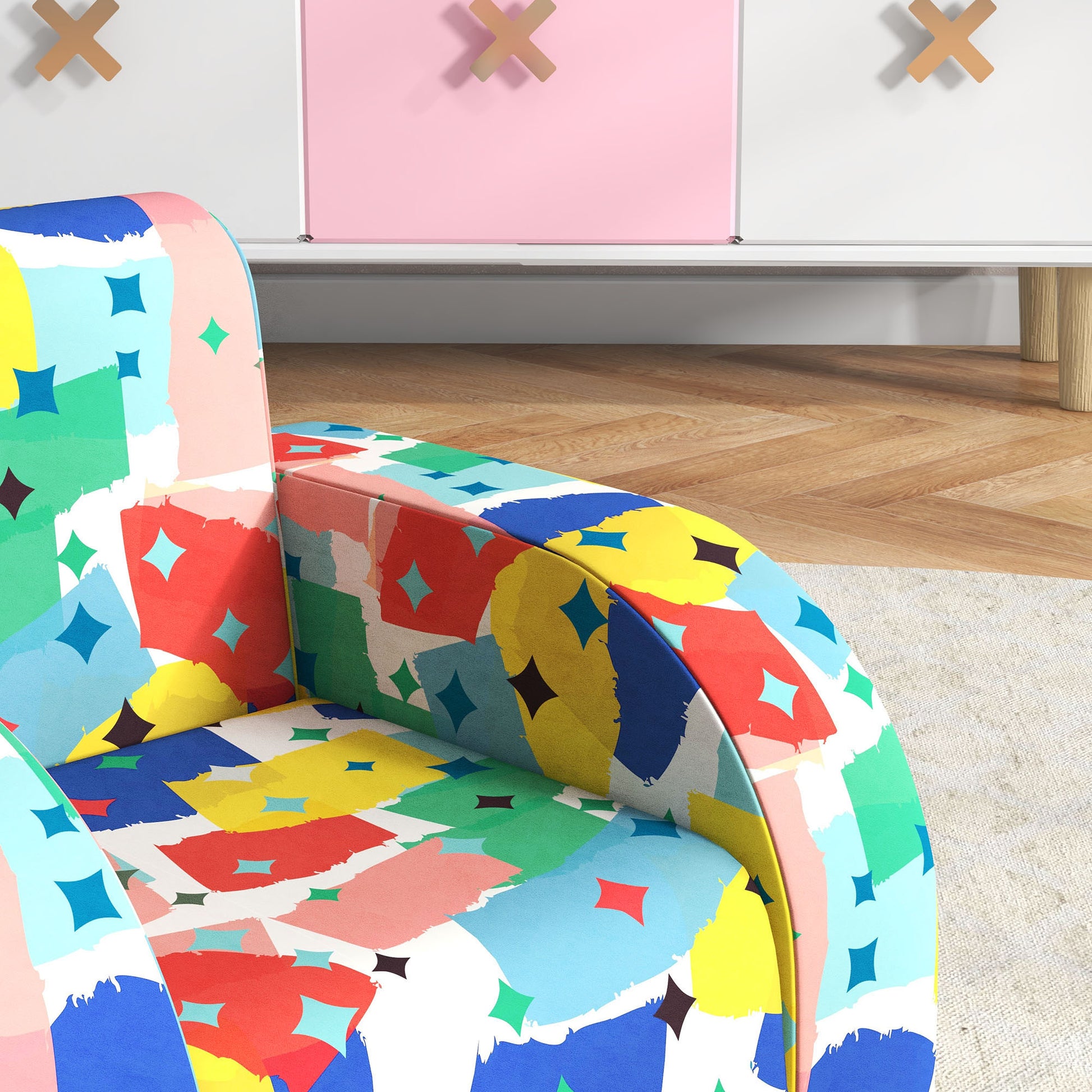 Soft Snuggle Sponge Filled Foldable Toddler Chair for Bedroom Playroom, Aged 18 Months to 3 Years - Multicoloured | AIYAPLAY-7