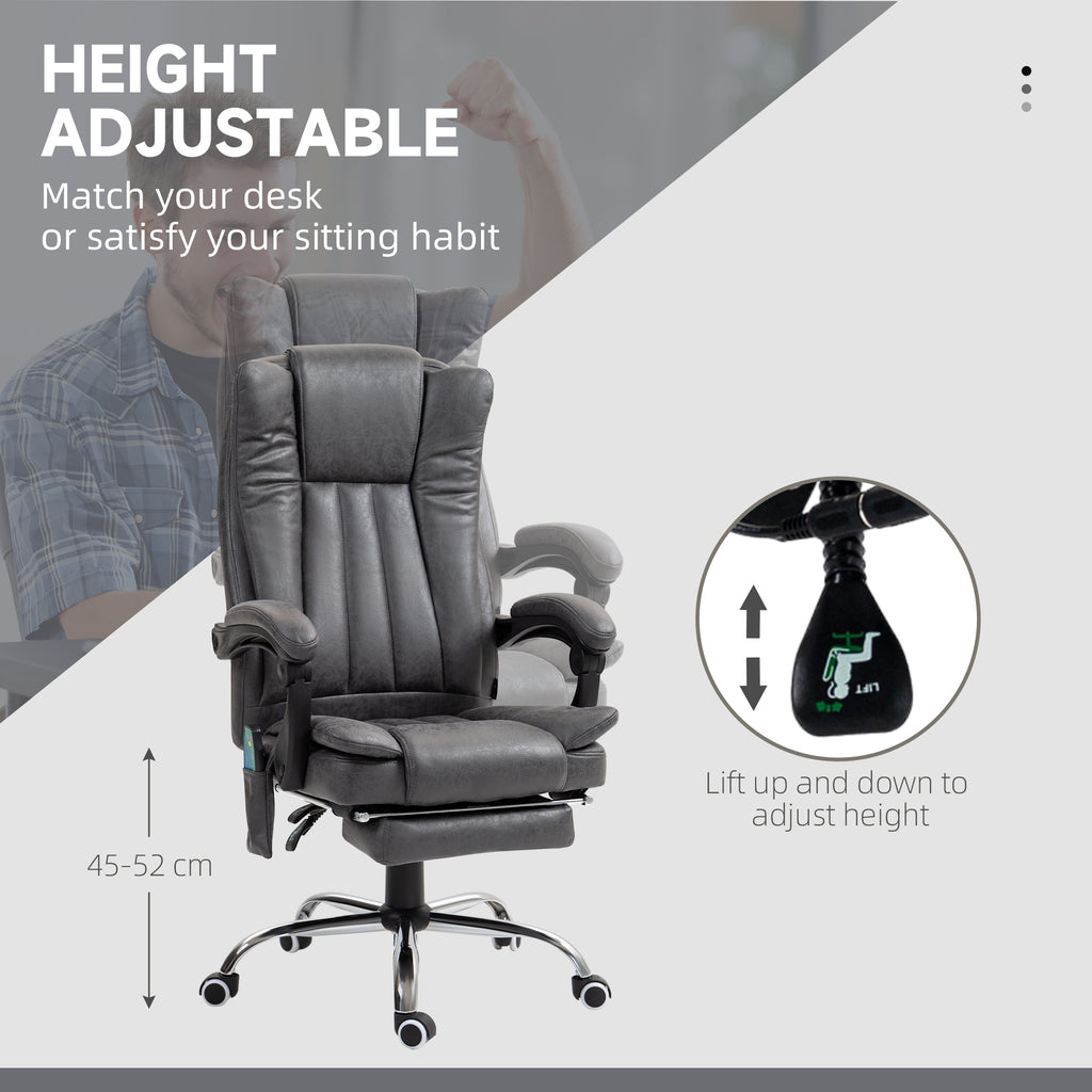 Vinsetto Six-Point Massage Chair, with Heat and Footrest in Dark Grey-3