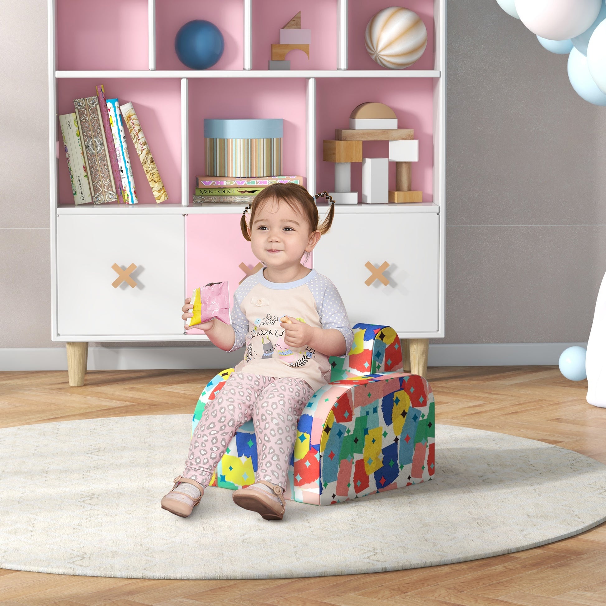 Soft Snuggle Sponge Filled Foldable Toddler Chair for Bedroom Playroom, Aged 18 Months to 3 Years - Multicoloured | AIYAPLAY-8