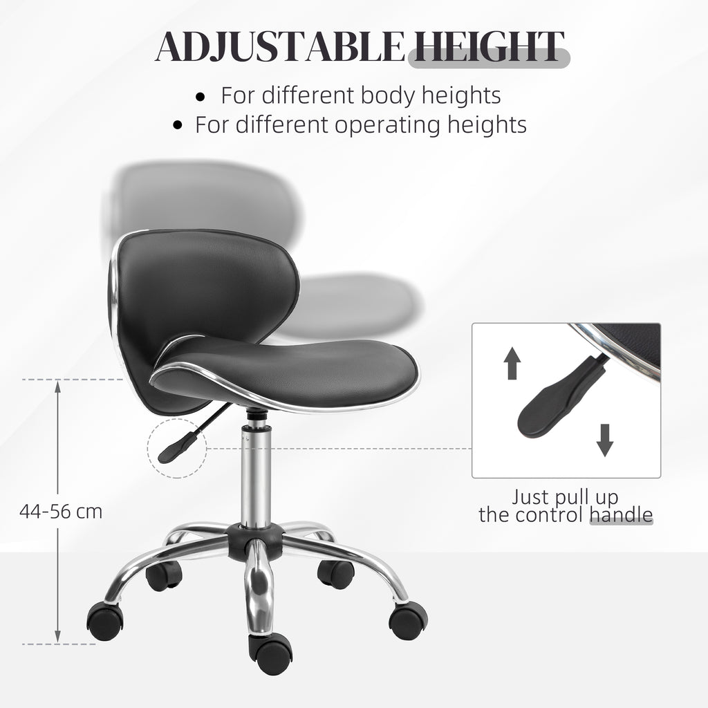 Black Beauty Salon Chair, Adjustable Rolling Swivel, Stool for Spa by HOMCOM-2