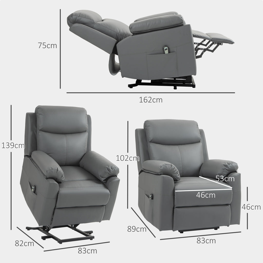 HOMCOM Riser Recliner Chairs Power Recliner Chair for the Elderly, Lift Chair with Remote Control, Side Pockets in Charcoal Grey-1