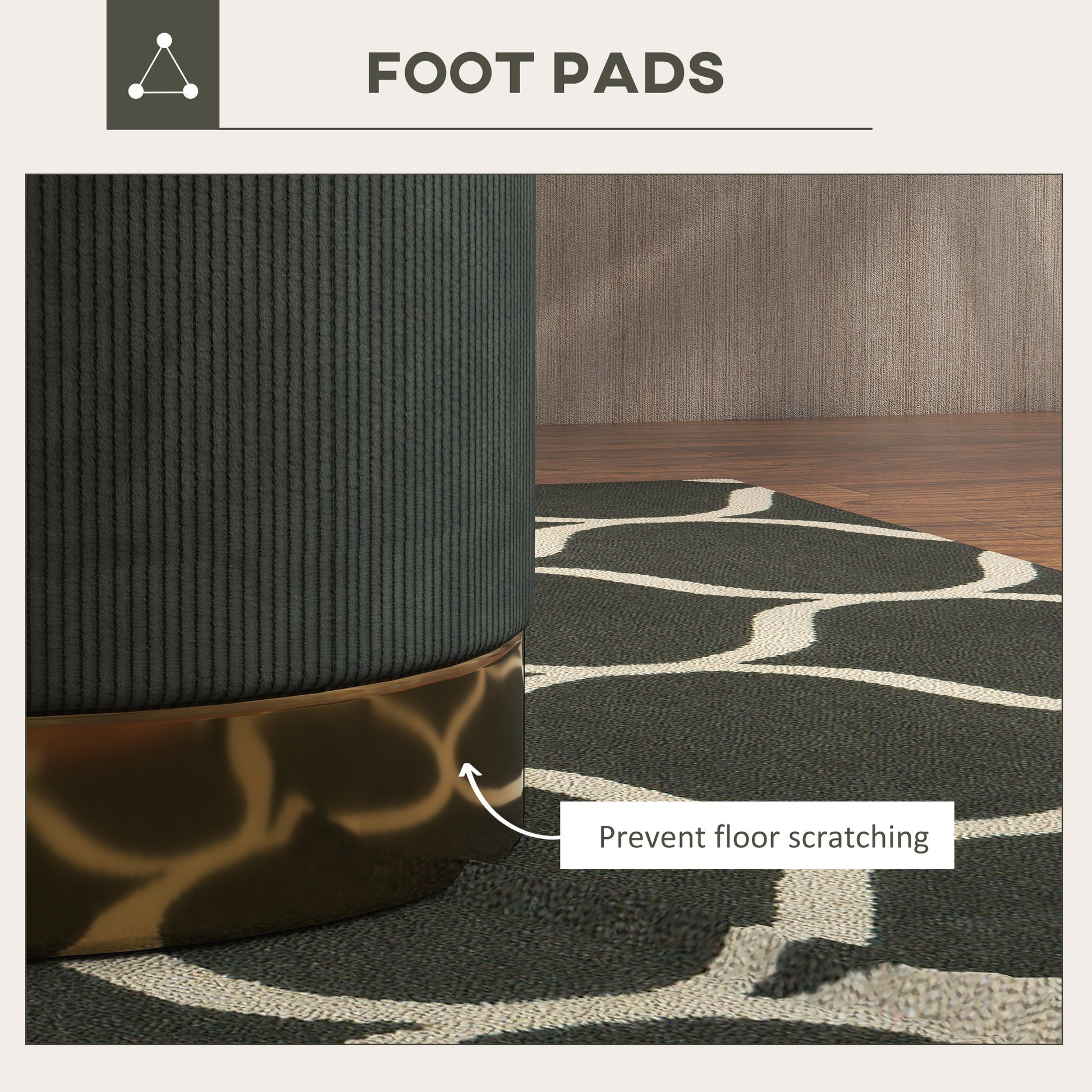 HOMCOM Soft Padded Corduroy Footstool in Dark Green-3