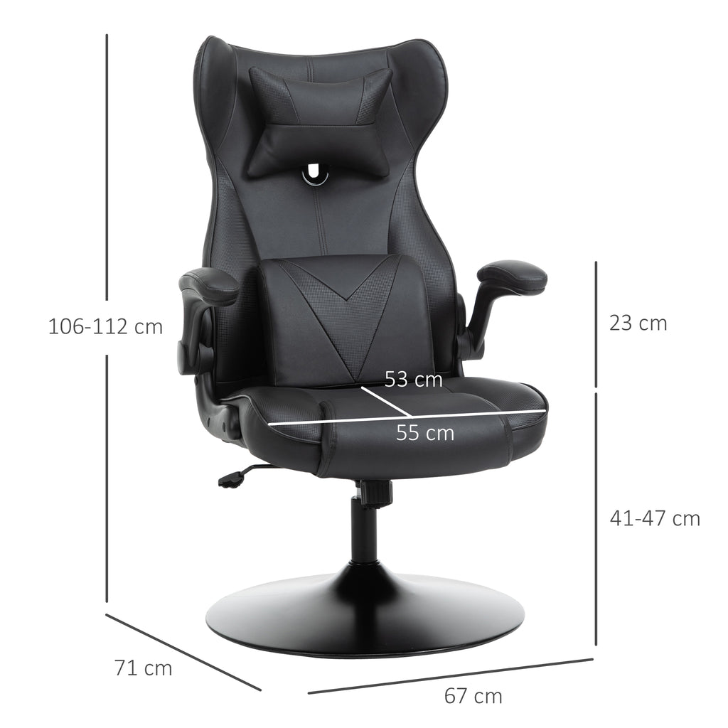 Video Game Chair with Lumbar Support, Racing Style Home Office Chair, Computer Chair w/ Swivel Base, Armrest, Headrest, Black | Vinsetto-1