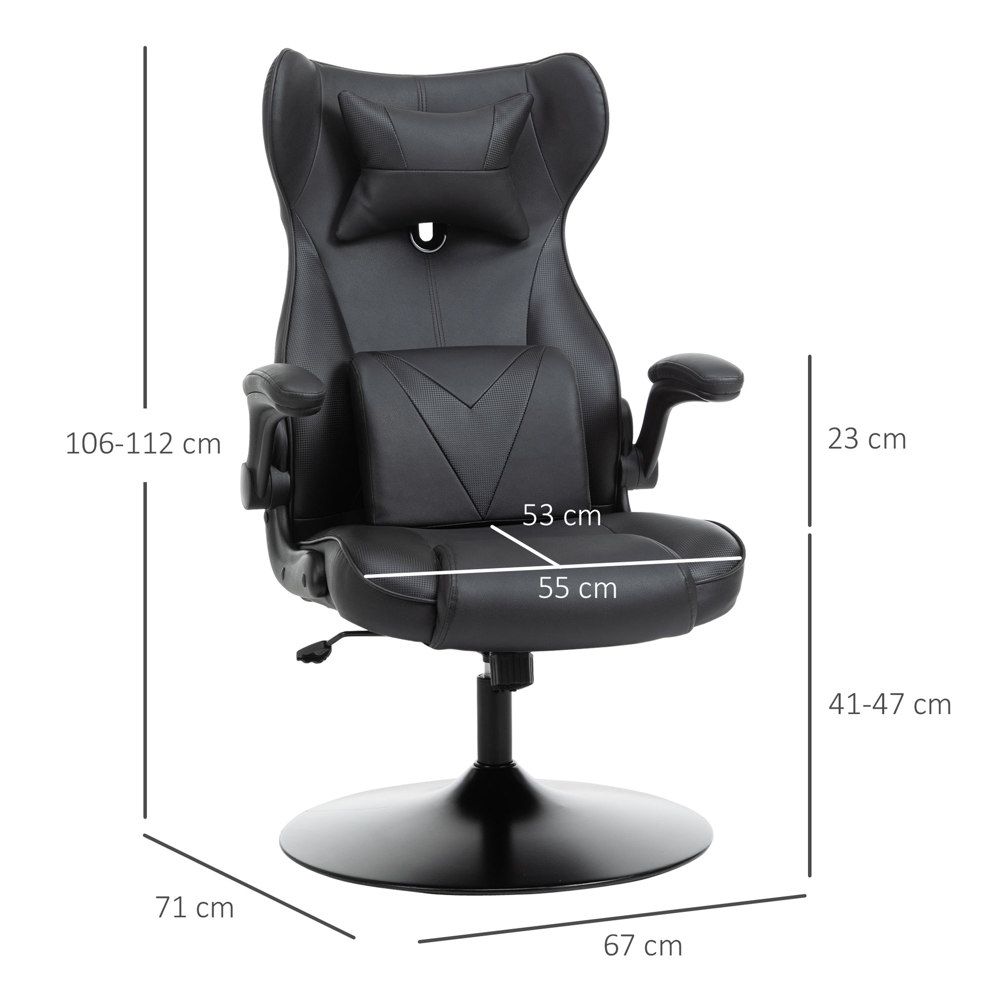 Video Game Chair with Lumbar Support, Racing Style Home Office Chair, Computer Chair w/ Swivel Base, Armrest, Headrest, Black | Vinsetto-1