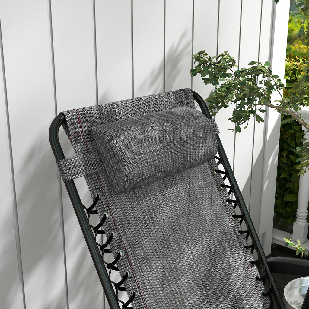 Folding Rocking Chair Outdoor Portable Zero Gravity Chair with Headrest in Grey | Outsunny-5