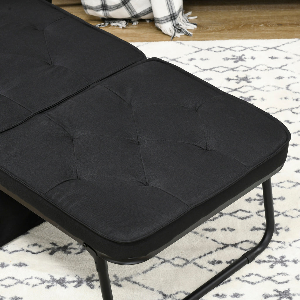 HOMCOM Fabric Sleeper Chair, Folding Chair Bed with Adjustable Backrest, Pillow, Side Pockets for Living Room, Black-7